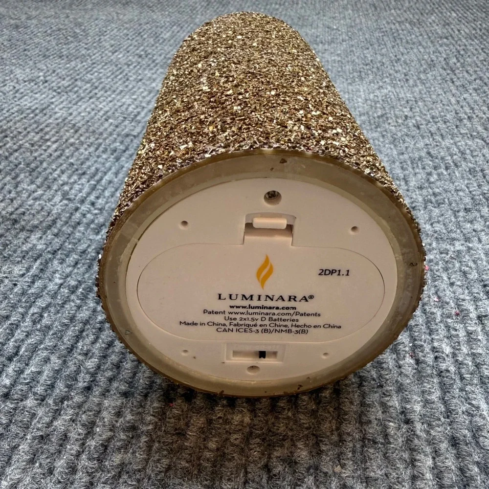 Luminara LED Flame Effect Candle 7in Chocolate Glitter Remote Battery Flameless